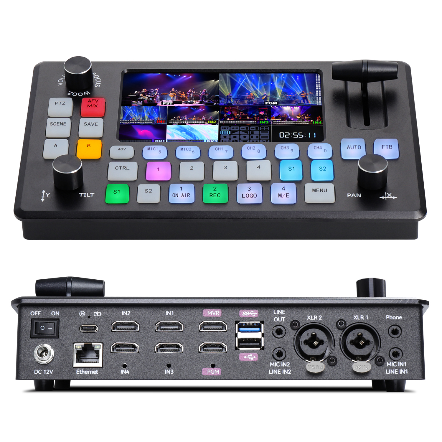 FoMaKo Video Mixer Switcher, 5.5 Inch FHD LCD Screen - Image 3