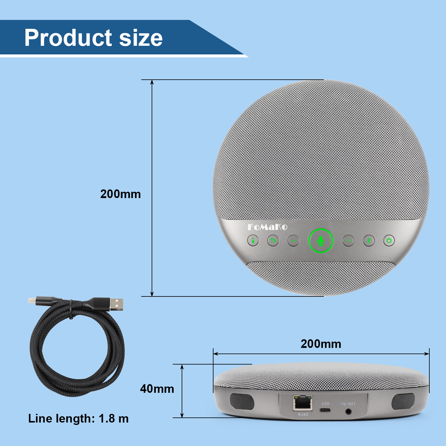 Fast Delivery 2024 VC500 Conference Speakerphone Daisy Chain Bluetooth Microphone Wireless Speakerphone for Conference - Image 4