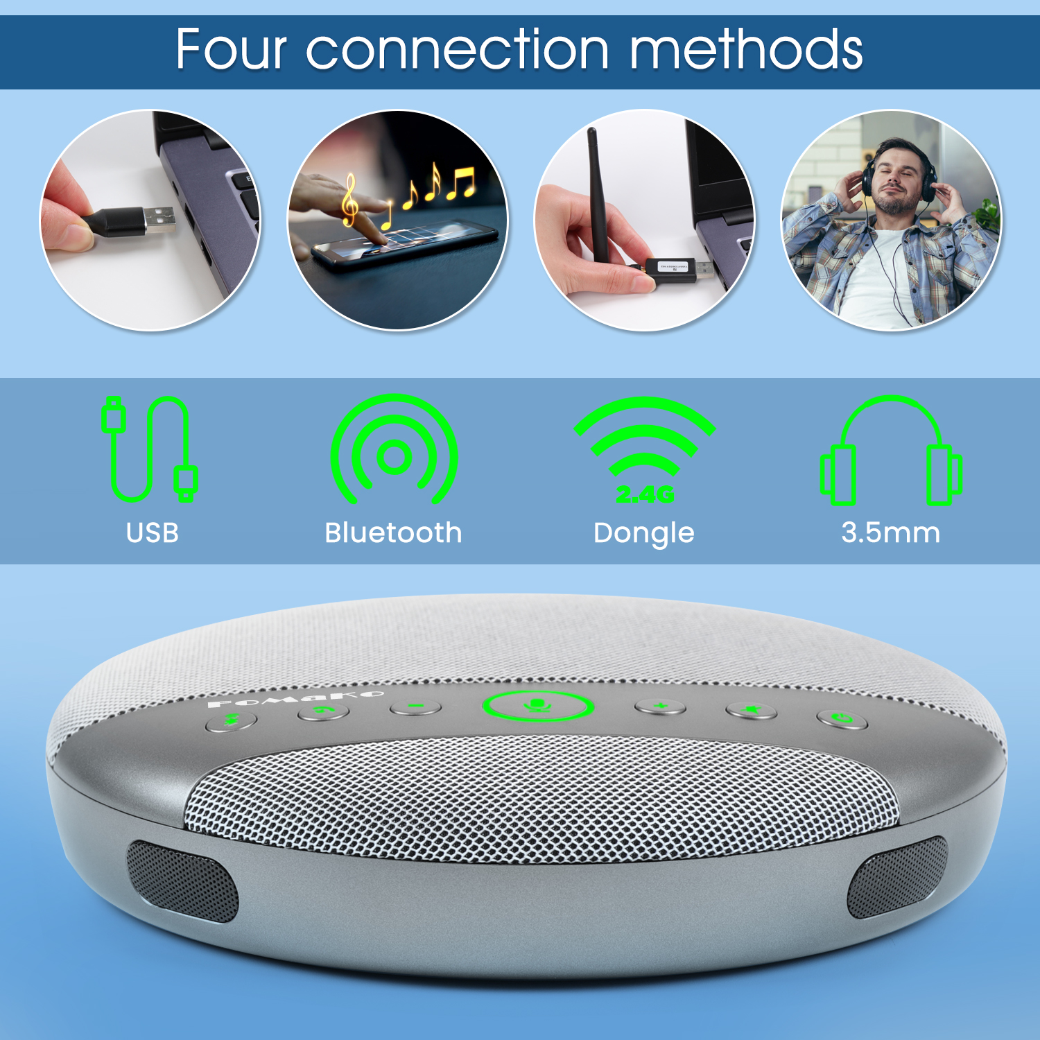 Fast Delivery 2024 VC500 Conference Speakerphone Daisy Chain Bluetooth Microphone Wireless Speakerphone for Conference - Image 5